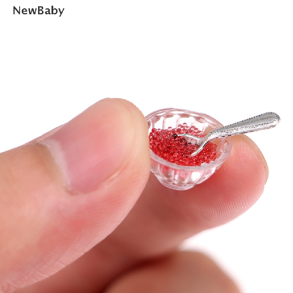 Newbaby 1 Set Mainan Miniatur Mangkuk Caviar + Sendok + Nampan Gaya Jepang Untuk Aksesoris Rumah Boneka 1: 12