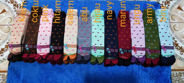 Kaos Kaki Jempol Wanita Muslimah Motif Polkalove Pita (Nylon Spandex, Tapak Hitam, Size L, Panjang)