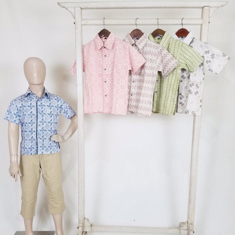 Kemeja Anak Pria Atasan Batik Anak Lis Soft Bahan Katun Lengan Pendek Batik Huza