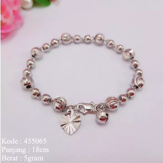 Gelang Tangan Rantai Wanita Lapis Emas Bola Bulat Silver