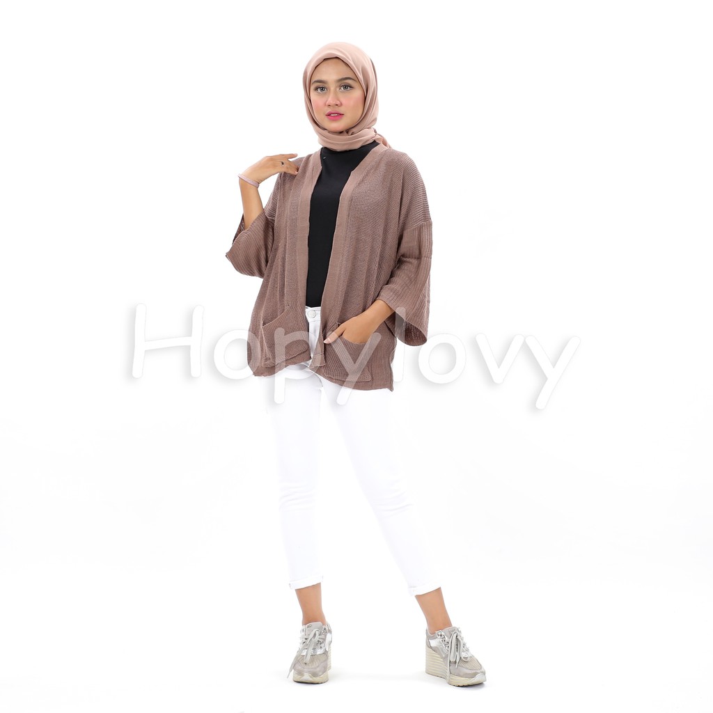 HOPYLOVY SALE Cardigan Rajut Oversize / Kardigan Polos Wanita Bahan Rajut Halus Tebal Berkualitas Lavele