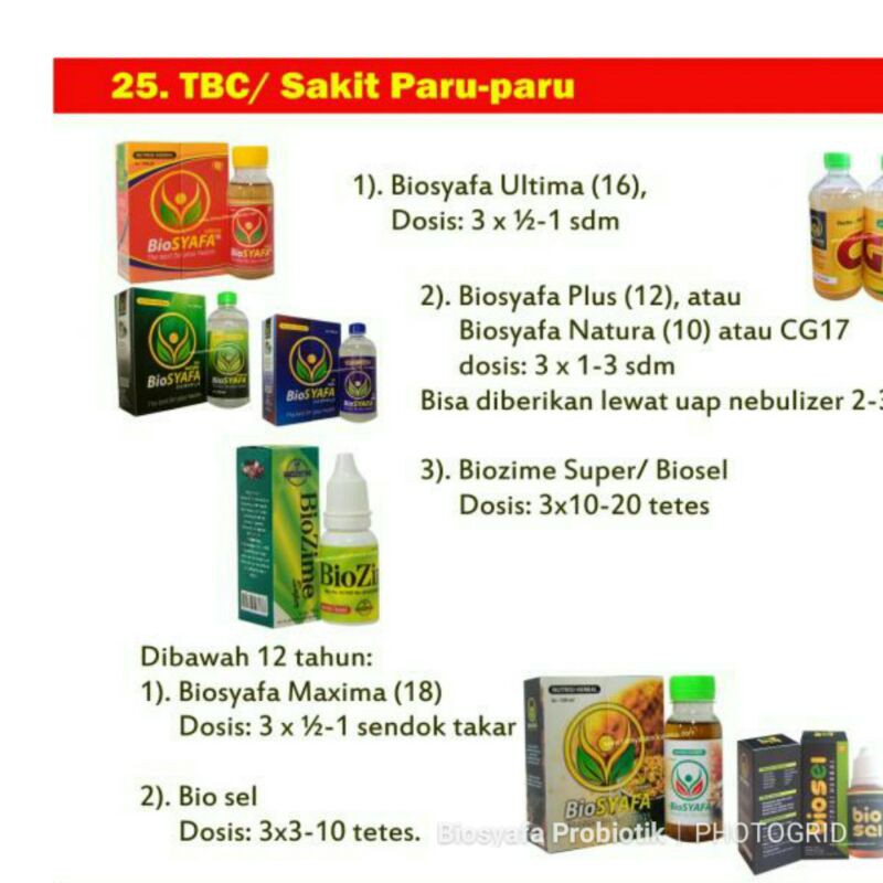 

Biosyafa Probiotik TBC Paru Paru