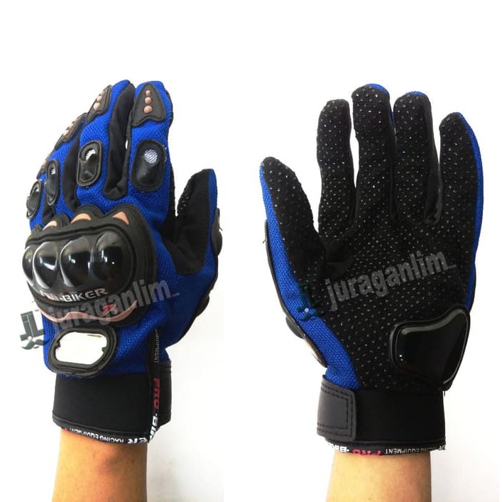 Sarung tangan PRO BIKER - BLUE FULL PROTECTOR &amp- BATOK [ MURAH &amp- ORI ] - Size L