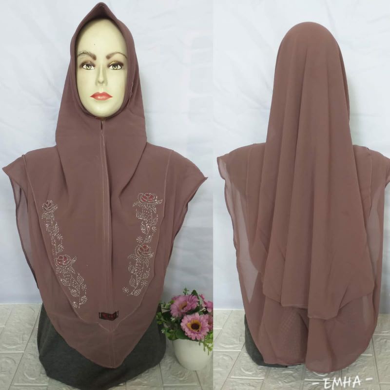 Hijab instan rizky payet Ceruty Army