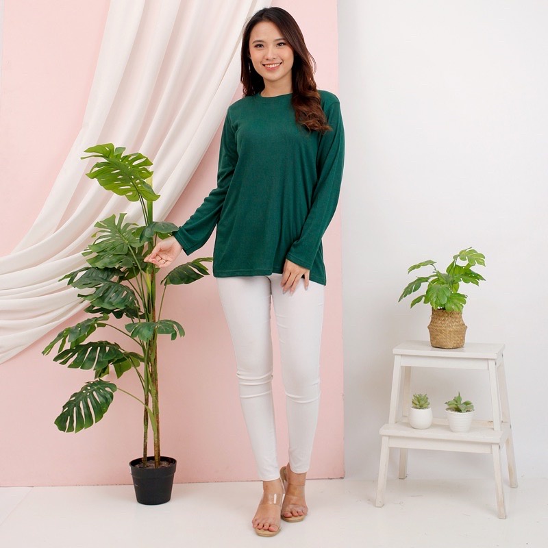 SWEATER LENGAN PANJANG TSHIRT KNIT RIB RAJUT KAOS OBLONG MELAR JUMBO ADEM DAILY BASIC