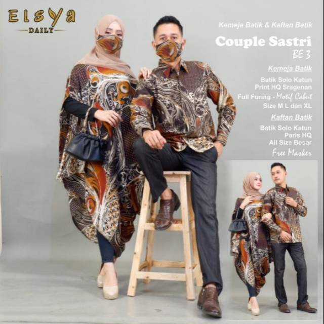 Couple batik Sastri/couple batik abstrak/kaftan batik paris
