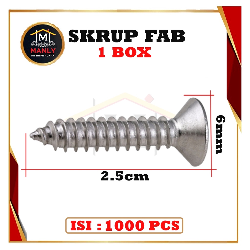 Sekrup 2.5 cm / Skrup Tapping 2.5 cm 6 x 1 isi 1000 pcs