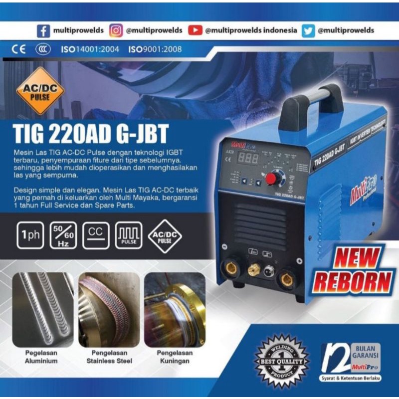 MULTIPRO TIG 220AD G-JBT - Mesin Las AC DC Besi Stainless Alumunium