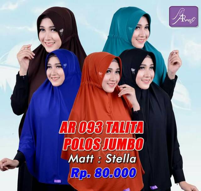 Hijab Arrafi : AR 093 Talita Jumbo list polos / Hijab syar'i / Kerudung syar'i / bergo instan