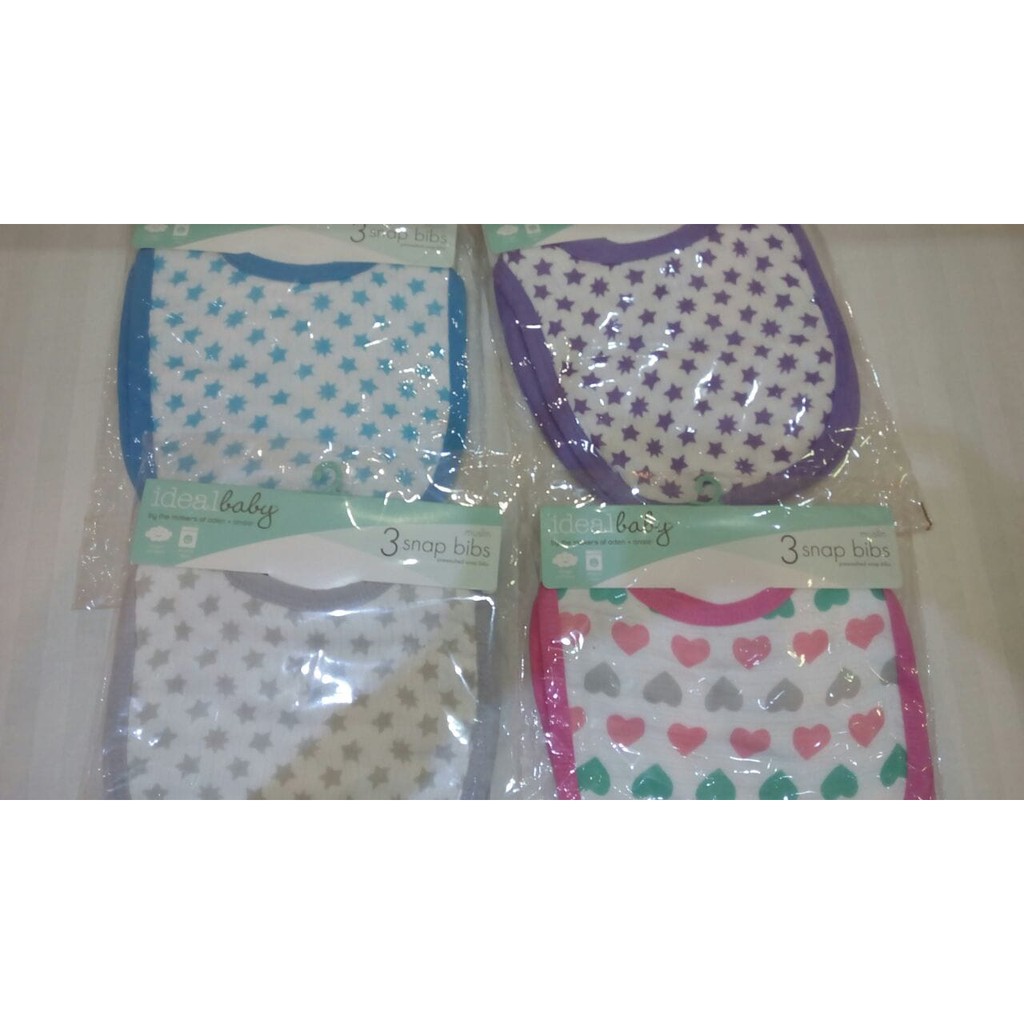 Celemek makan Ideal baby snap bib isi 3