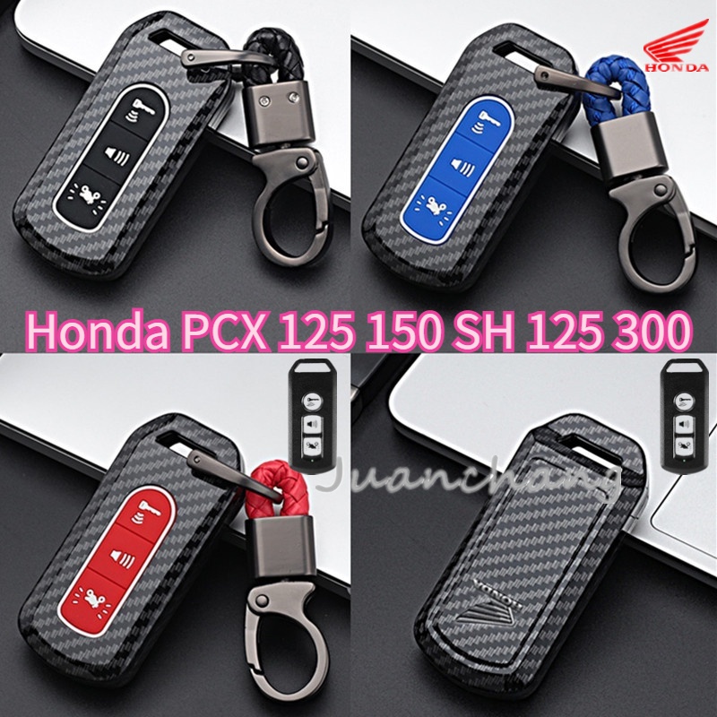 3tombol Carbon ABS Penutup Kunci Motor Case Shell Set Holder Untuk Honda Pcx125 150 SH125 SH300 2016 2017 2018 2019 2020 Super Cub125 Motor Scooter 3tombol Smart Key