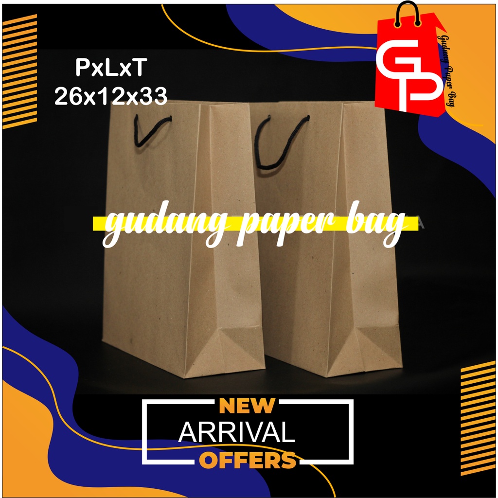 

PAPERBAG 26x12x33 PxLxT tas kado paper bag souvenir godybag craft papercraft surabaya grosir kemasan tas kertas tas coklat polos brownis tas nasi boxnasi bento boxbento tas nasi kotak tasbento tasbox tas nasi