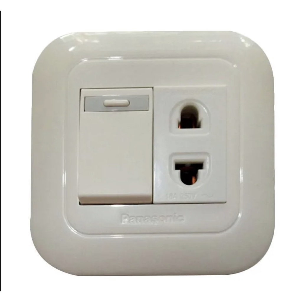 Panasonic Saklar Tunggal + Stop Kontak Colokan Engkel Stop Tunggal WEJ Putih