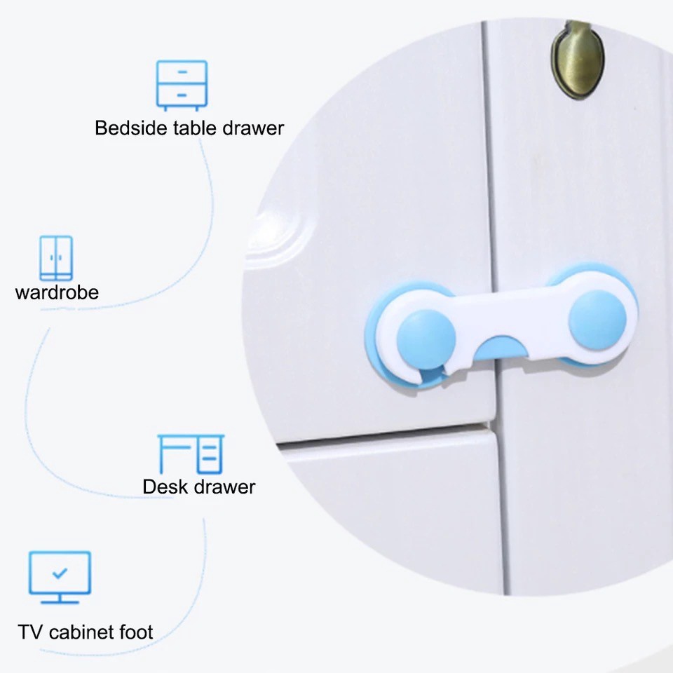 Pengaman Laci Lemari Safe Lock Pengait Pintu Penahan Kulkas Pengunci Furniture Pelindung Bayi Baby Safety Lock HM016 - ACS