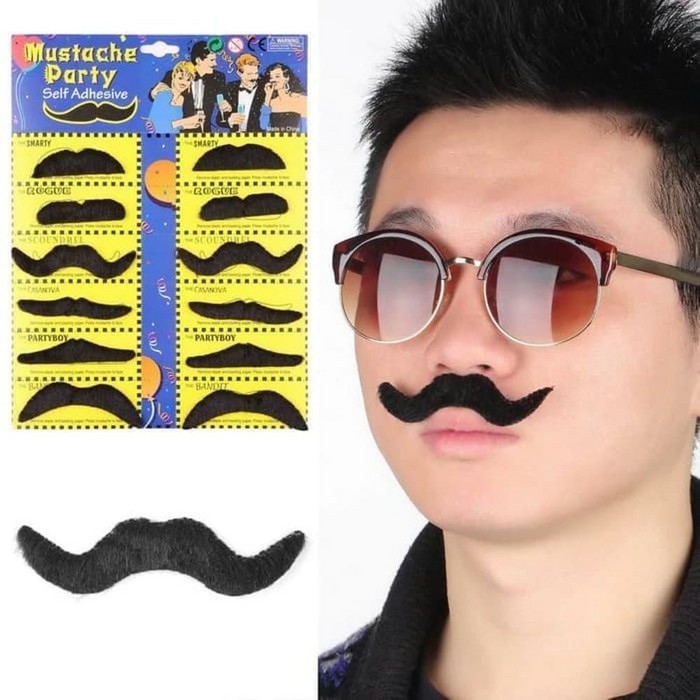 KMMX 12 pcs set mustache kumis palsu gentleman charlie chaplin jojon