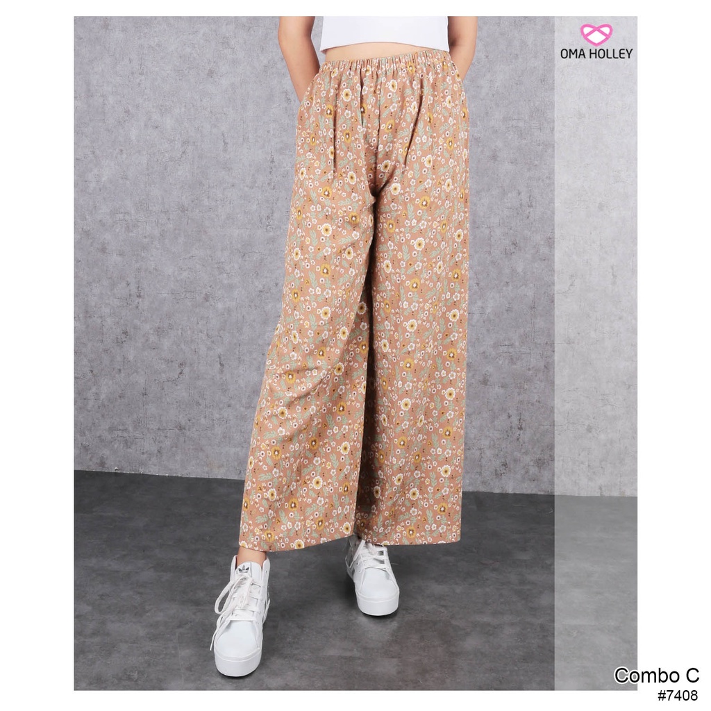 (COD) OH Fashion Janice Long Kulot Pants Printing Harga Spesial #7340 / #7408