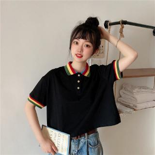  Kaos  Polo Lengan  Pendek  Longgar Casual Warna Pelangi  Untuk 