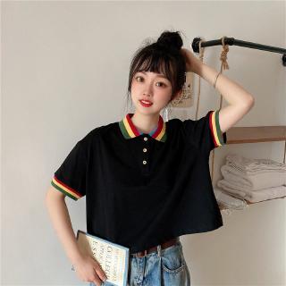  Kaos  Polo Lengan Pendek  Longgar Casual Warna Pelangi  Untuk 