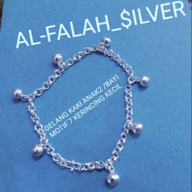 Gelang kaki BAYI & ANAK MOTIF 7 KERINCINGAN  bahan perak murni( GELANG TEMPAHAN)