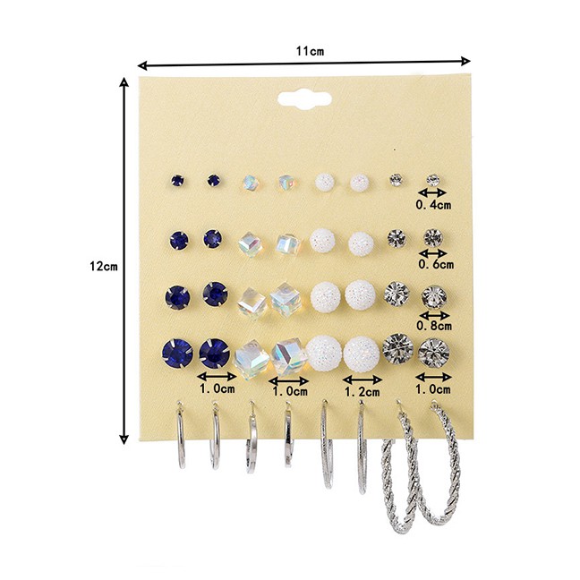 LRC Anting Set Fashion Color Metal Airplane Pearl Matte Earrings Set 5 Pairs F76192