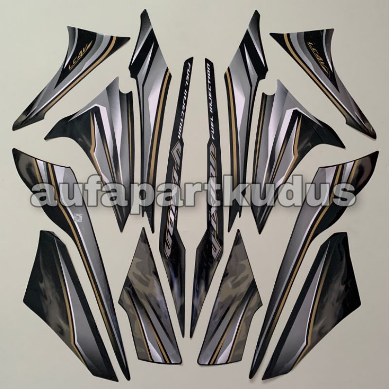 Stripping strip stiker sticker lis polet body Yamaha Vixion thn.2011 2012 Hitam Putih striping les v