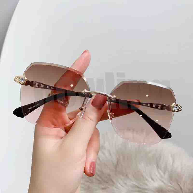 (Rowling)Kacamata  Hitam Terbaru Wanita No Frame Titanium Diamond Style Kacamata Fashion Murah/Kacamata Sunglasses Import Wanita Kacamata Fashion-Ka-136 Coklat