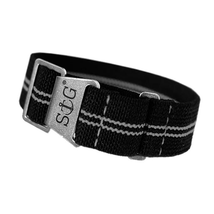 Strapguy Mn Style 20Mm Black Strap W/ 2 Grey Stripes Terbaru