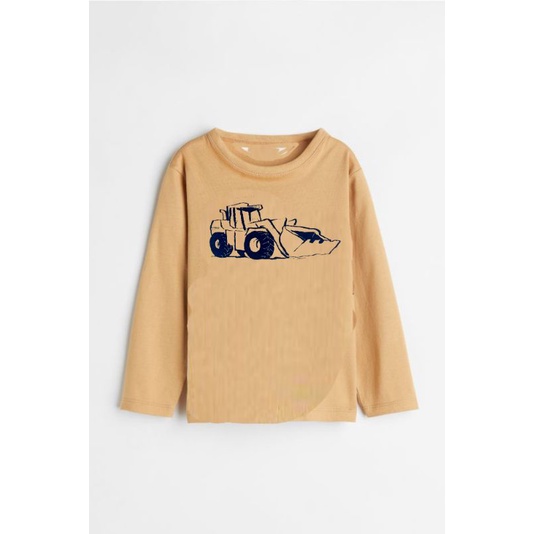 Kaos Anak Anko 1-8 tahun transportation-Yellow back hoe