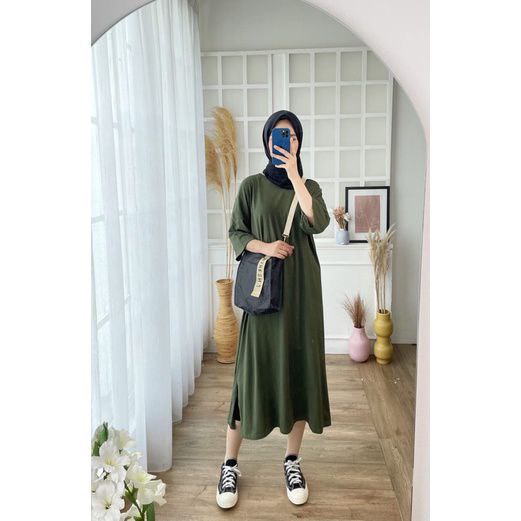 Jaya.Co Dress Mendy Cotton Combed Oversize Long Dress Katun Tunik Katun Basic Good quality