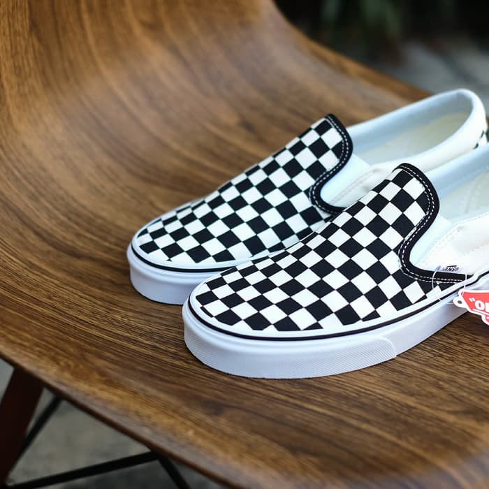 SEPATU VANS CHECKBOARD SLIP ON CATUR PUTIH 36-43 FREE BOX