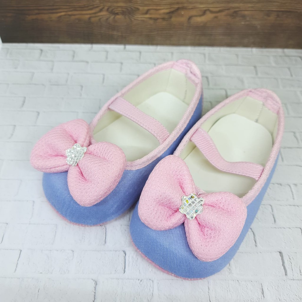 [TAMAN SEPATUKU] SEPATU TRENDY MURAH PREWALKER ANAK PEREMPUAN USIA 0-12 BULAN  PITA BAHAN DENIM FPX01