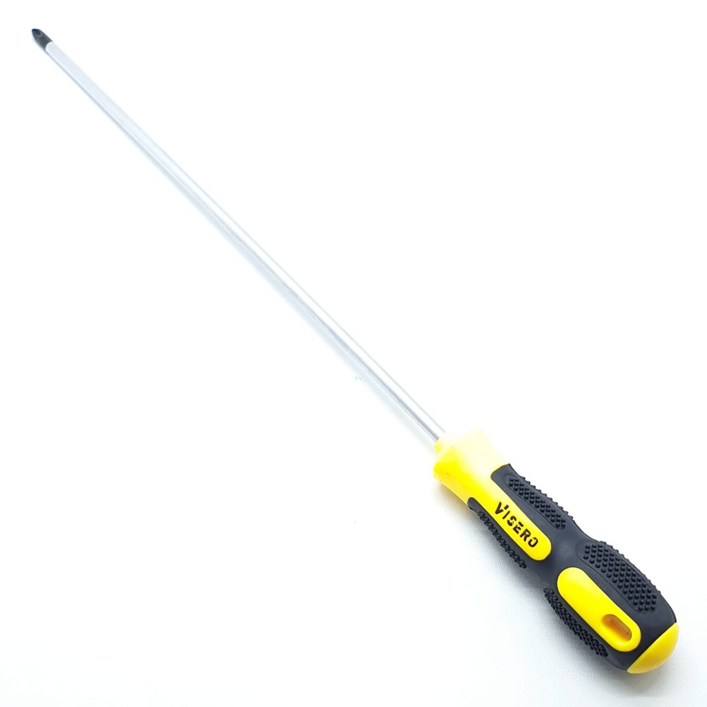 Visero VSD-610 VSD-612 Obeng 10&quot; Inch 12&quot; Inch 6mm + Plus Magnet Gagang Karet Chrome Vanadium Steel D3,4cmX6mmX36cm D3,4cmX6mmXP40,5cm (Harga 1 Biji)