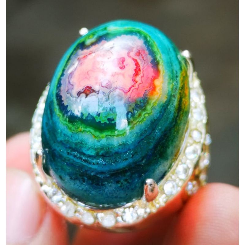 Cincin Batu Akik Pria Panca Warna Multi Warna Big Size Top