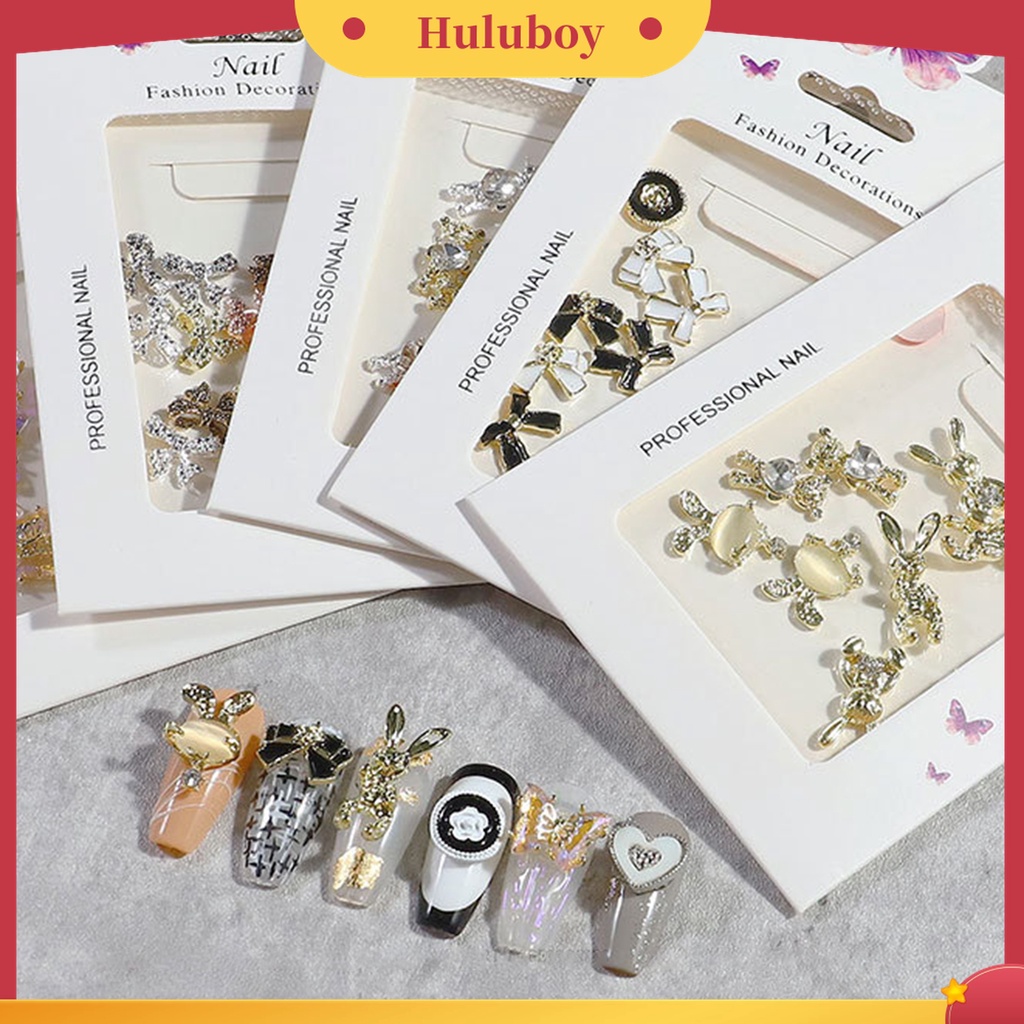 Huluboy Huluboy♡ 1 Kantong Ornamen Pita Aurora Coating AB Coating Bahan Alloy Aneka Bentuk Untuk Dekorasi Nail Art Wanita