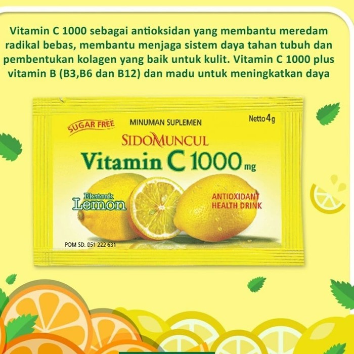 ❤ Under100 ❤ Vitamin C 1000mg Sidomuncul Lemon / Orange 1 Sachet | Health Supplement