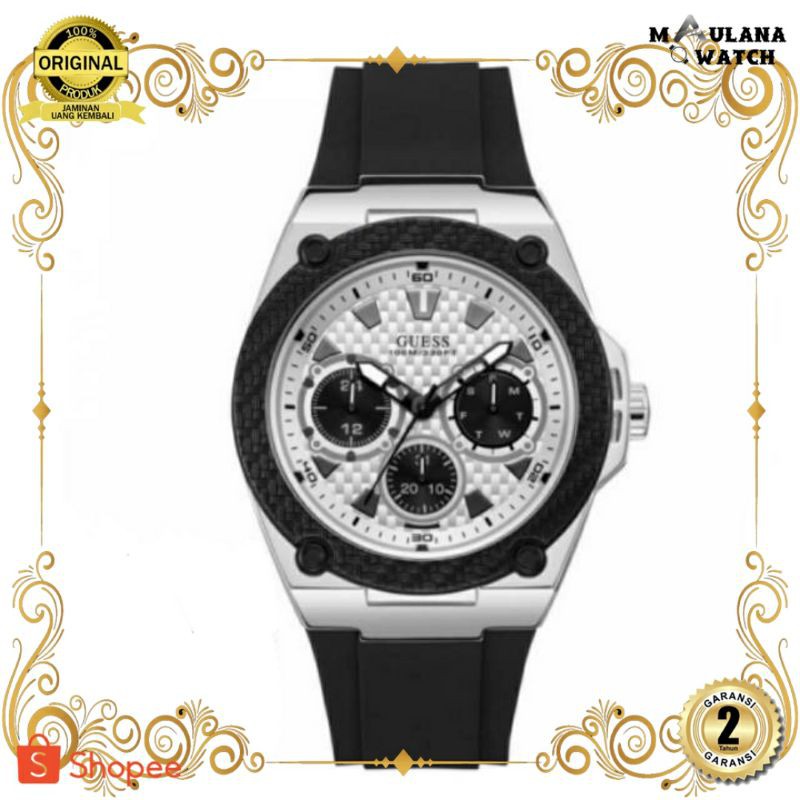 JAM TANGAN PRIA WANITA | RANTAI | KULIT | KARET | MURAH | COWOK ORIGINAL GUESS W1049G3 BLACK RUBBER