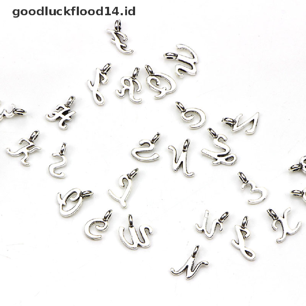 [OOID] 52Pcs/Set Bulk Lots Tibetan Silver Mix Charm 26 Letter A-Z Pendants Jewelry DIY ID