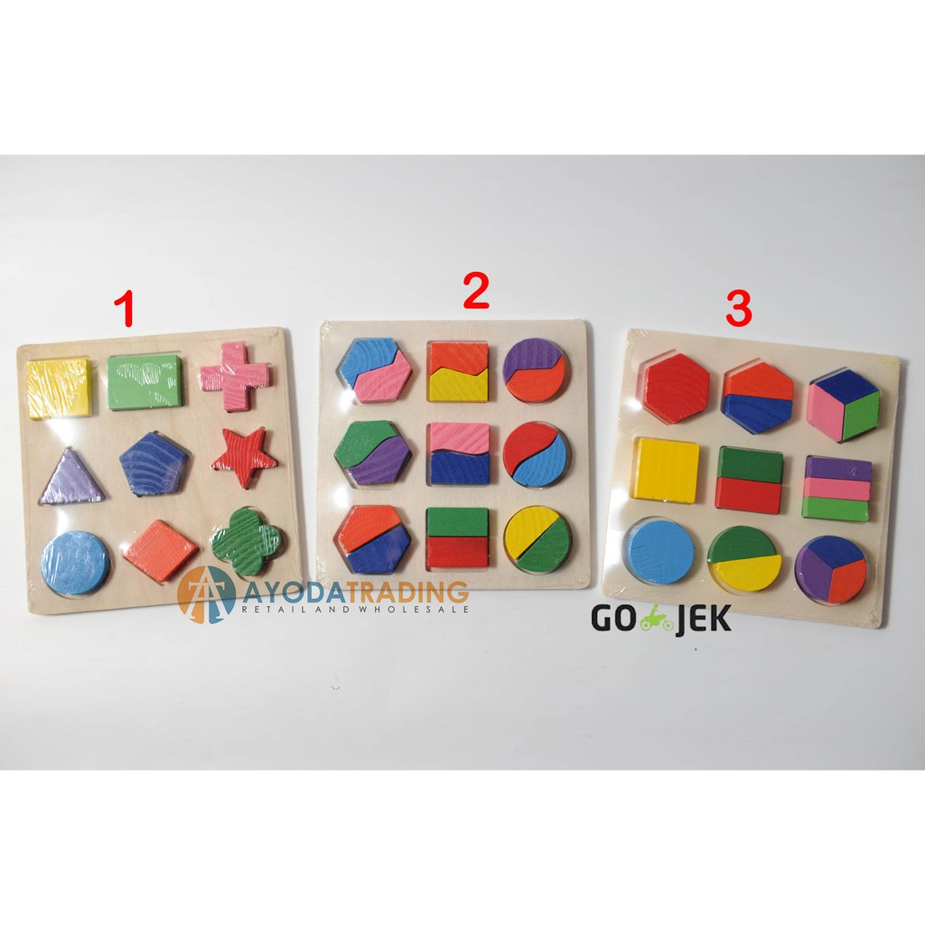 Wooden Shapes Puzzle Kayu Tangram Montessori