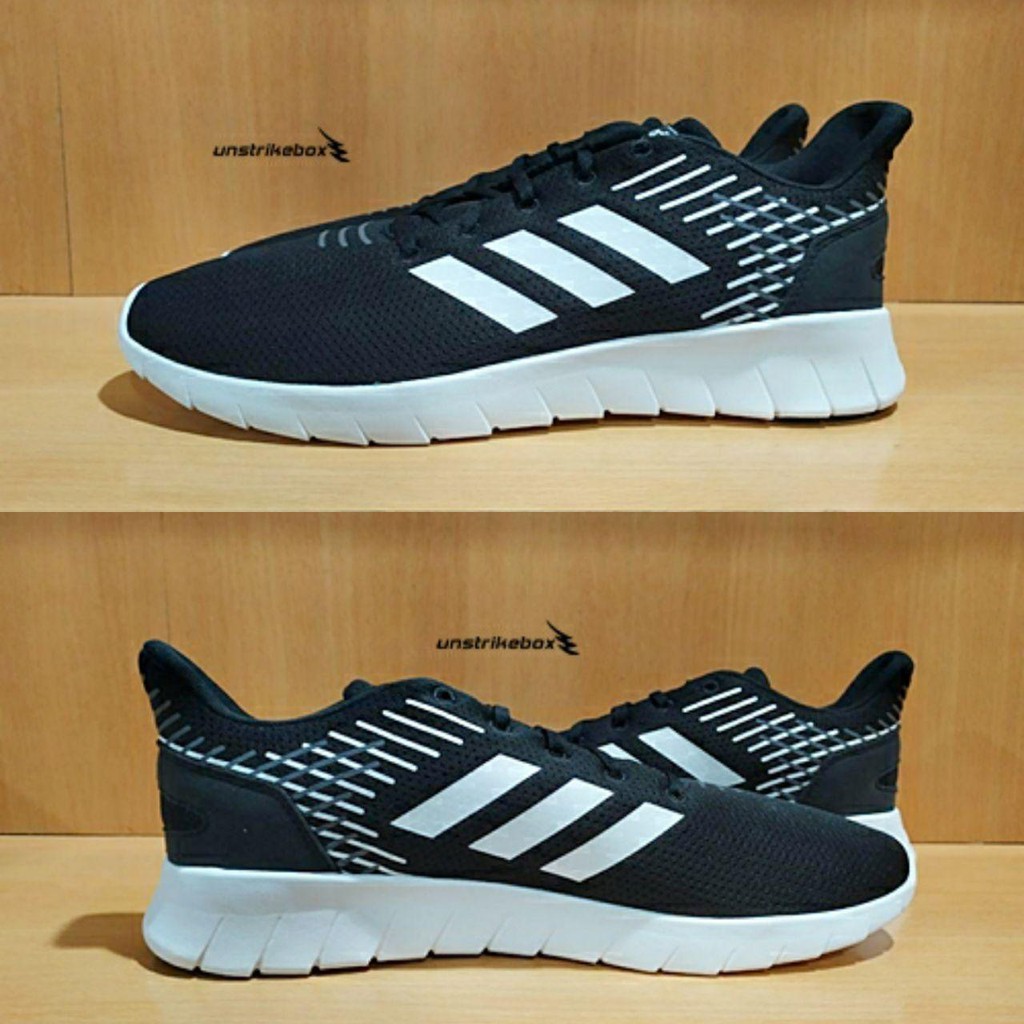 Adidas Asweerun - Black White. Sepatu Lari Casual Running Training Size Ukuran 46.