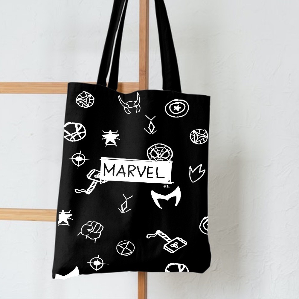 3.3 SALE PROMO 2022 TOTE TERBARU RESLETING TOTEBAG KPOP / TOTE BAG KPOP / KOREA / MARVEL / ICE CREAM TOTE UKURAN BESAR RESLETING KANVAS WARNA HITAM MARUN NAVY KREM