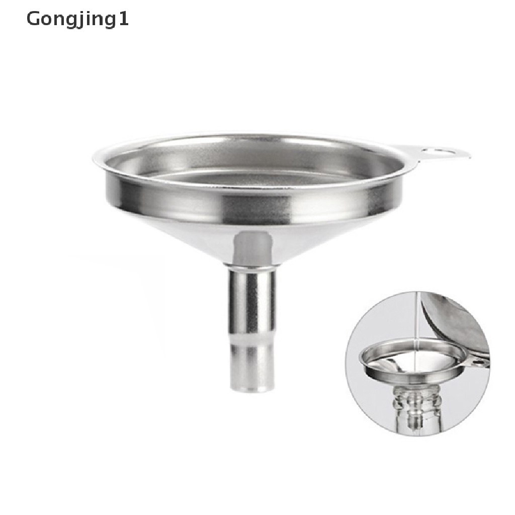 Gongjing1 1pc Corong Stainless Steel Mulut Kecil Alat Pengisi Cairan / Minyak / Bir