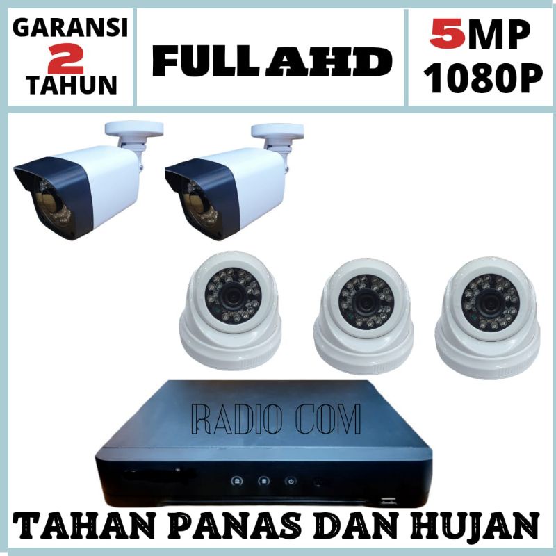 paket cctv 8 chanel 5 camera 5mp 1080p full hd ic sony lengkap siap pangsang