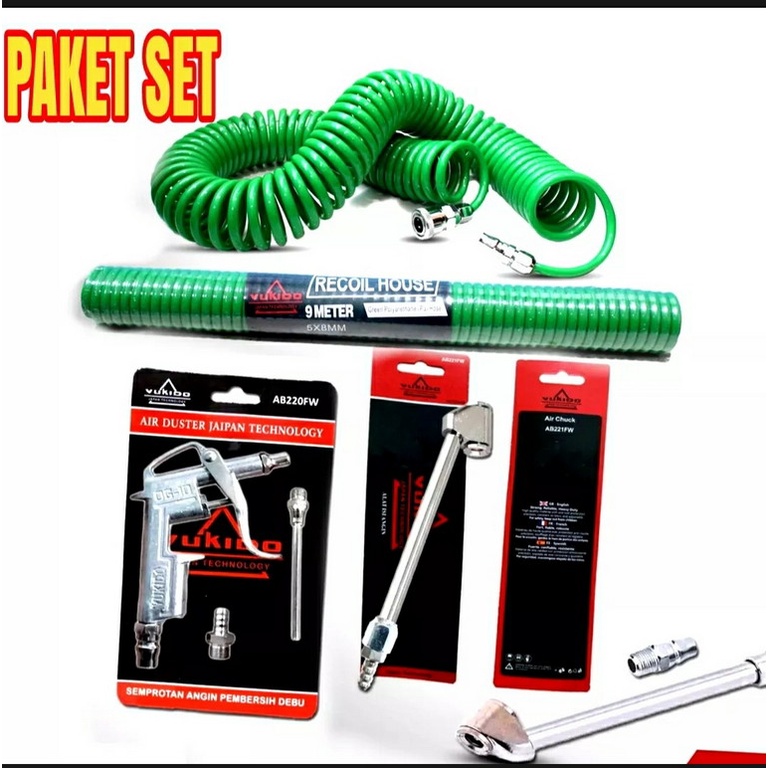 BISA COD!!!spt TEKIRO Tools Paket Alat Service 3in1 Selang Angin Kompresor Recoil Spiral 12 Meter - Alat Semprot Angin Air Duster Gun DG-10 - Alat Isi Angin Air Chuck 6 Inch FREE COUPLER TERBAIK DI KELASNYA