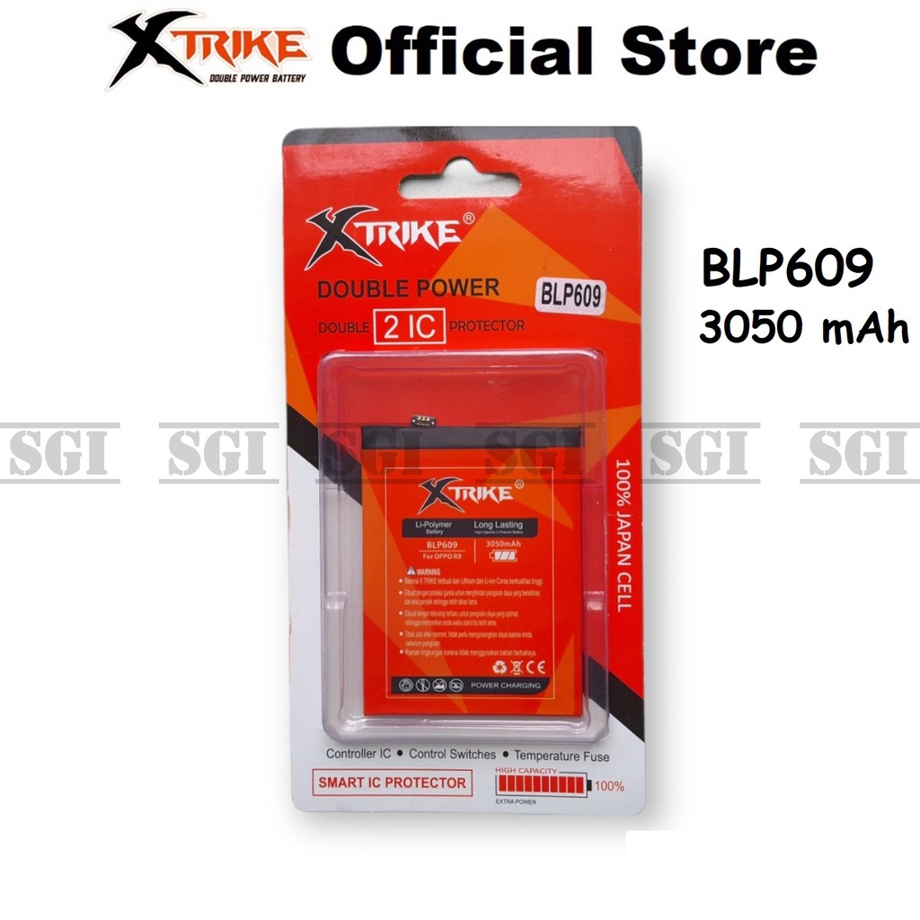 Baterai XTRIKE Double Power Original Oppo BLP609 F1 Plus F1+ R9 Batre Batrai Handphone HP Ori BLP 60