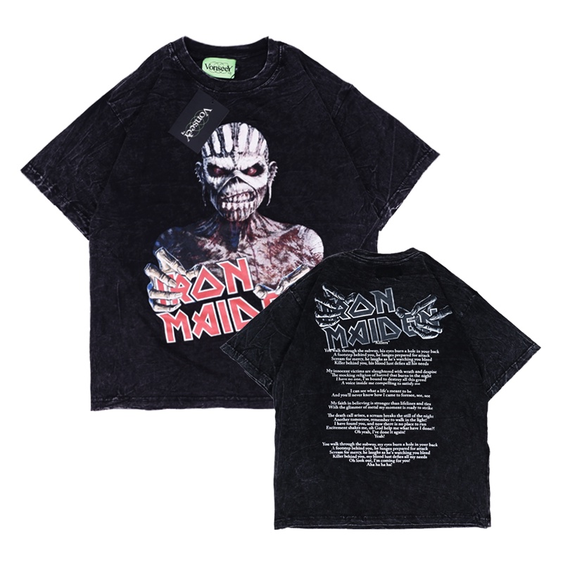 T-Shirt Iron Maiden "Killers" Oversize Band Black Washed | Iron Maiden Original Vonseey Full Tag