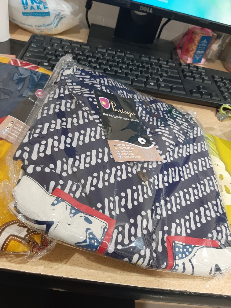 Batik Parisya - Blue Owl  B00016, Atasan Batik Wanita Blouse Batik Wanita Trendy