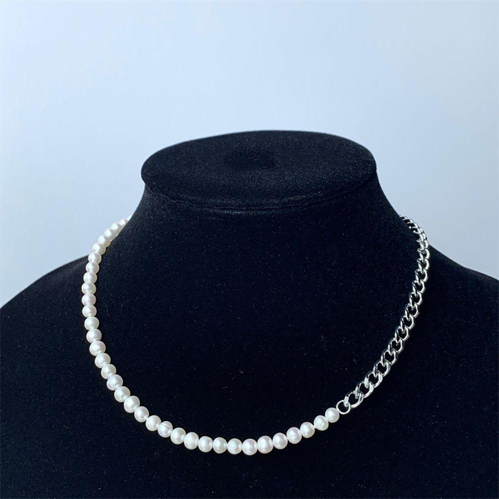 Kalung Mutiara Agustina Punk Individu Stainless Steel Korea Laki Choker Rantai Kuba