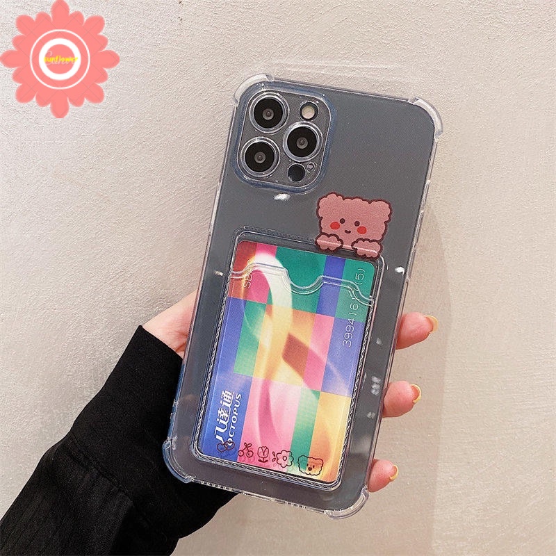 Casing Slot Dompet Untuk Realme C35 C30 C31 C20 C20A C25 C25s C11 2021 C15 C12 C11 2020 C21Y C25Y 5 5i 5s C3 6i Anti Jatuh Card Holder Beruang Lucu Bunny Card Bag Holder Lembut Tpu Cover