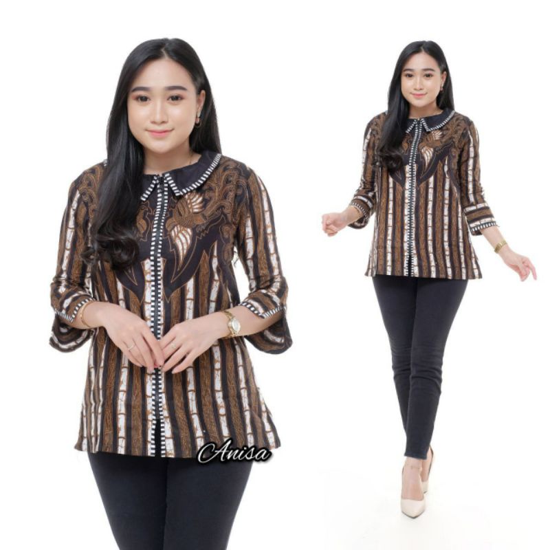 M-L-XL-XXL ATASAN BATIK WANITA MODERN ASJ SA HRB026 MONALISA GENES BLOUSE-BZK Salur