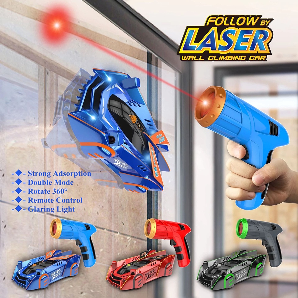 Mainan Anak Mobil Laser Anti Gravitasi Panjat Dinding RC Remote Control Follow By Laser Wall Climbing Car